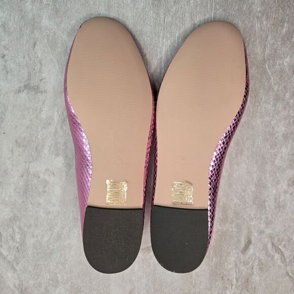 J. Crew Ballet Flats Size 7.5 Metallic Pink Leather Dressy Bow Ballerina Shoes - Picture 8 of 11